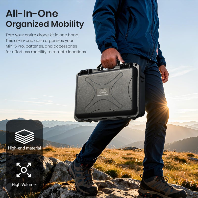 STARTRC Waterproof Hard Carrying Case for DJI Mini 5 Pro 4/3& Accessories - Compatible with RC-N/RC2 Controllers (Dual Layer) - Image 5