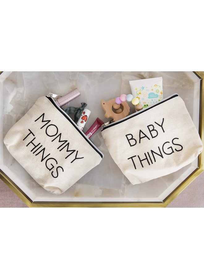 pearhead Mommy And Baby Canvas Pouch Set Matching Travel Cases New Mother Keepsake For New Mothers And Expecting Moms Modern Neutral Cosmetic And Accessory Bags Set Of 2 - Image 3