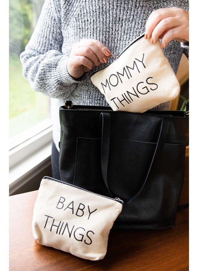 pearhead Mommy And Baby Canvas Pouch Set Matching Travel Cases New Mother Keepsake For New Mothers And Expecting Moms Modern Neutral Cosmetic And Accessory Bags Set Of 2 - Image 4