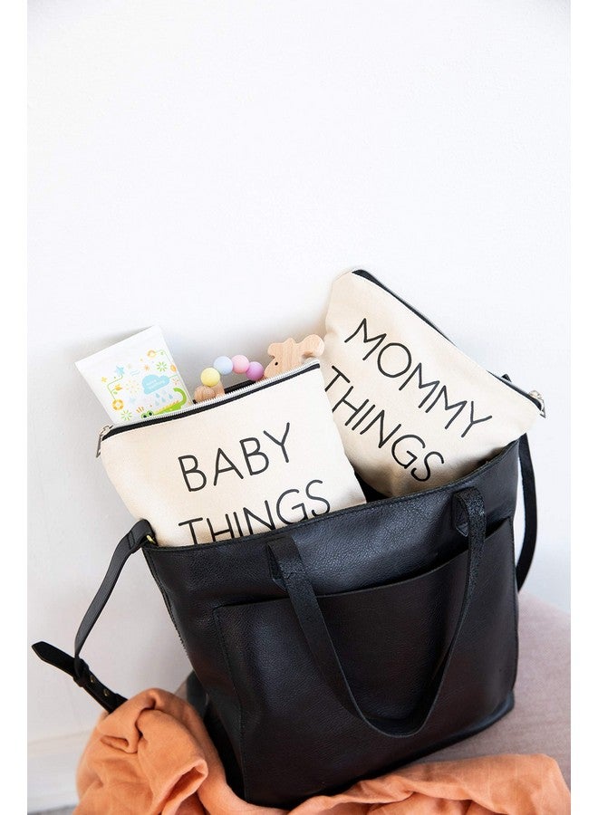 pearhead Mommy And Baby Canvas Pouch Set Matching Travel Cases New Mother Keepsake For New Mothers And Expecting Moms Modern Neutral Cosmetic And Accessory Bags Set Of 2 - Image 5