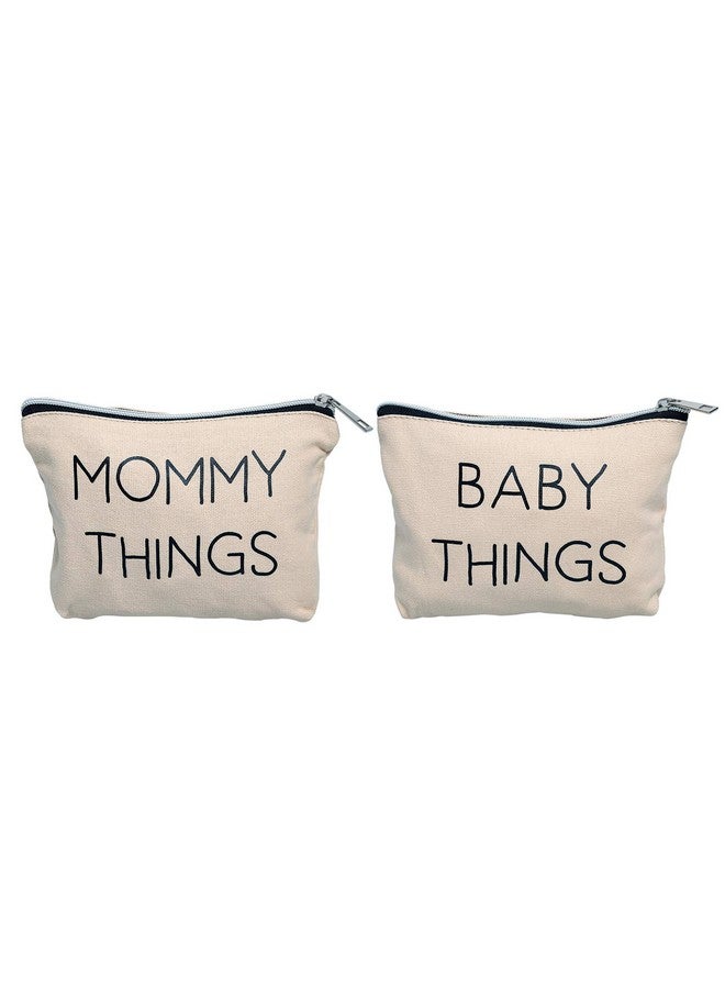 pearhead Mommy And Baby Canvas Pouch Set Matching Travel Cases New Mother Keepsake For New Mothers And Expecting Moms Modern Neutral Cosmetic And Accessory Bags Set Of 2 - Image 2