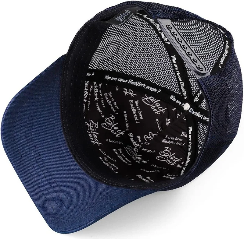 Black Börk V1 Trucker Wake Up - 3 Code Logo Unisex Navy Blue Hat (Cap)