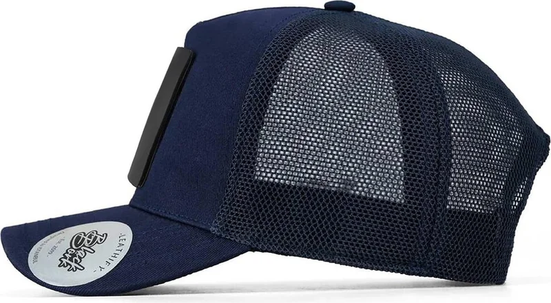 Black Börk V1 Trucker Wake Up - 3 Code Logo Unisex Navy Blue Hat (Cap)