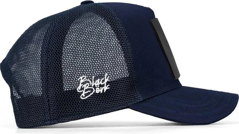 Black Börk V1 Trucker Wake Up - 3 Code Logo Unisex Navy Blue Hat (Cap)