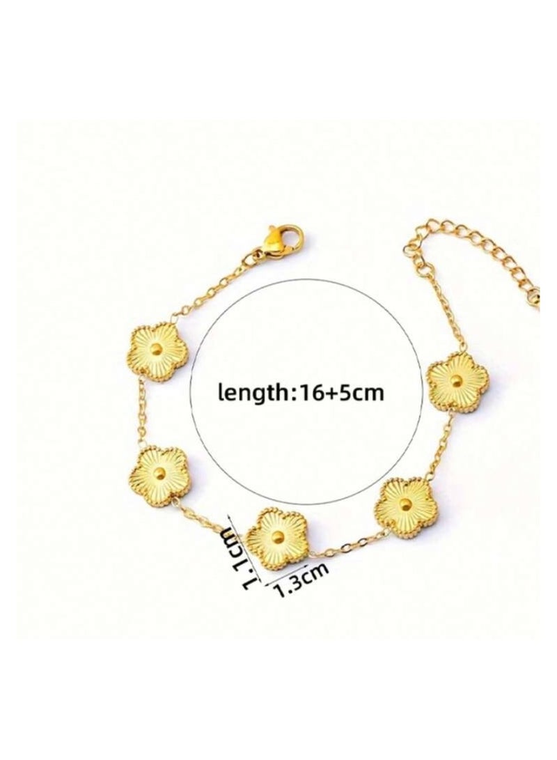 إيكوال اسوارة نسائية أنيقة وعالية الجودة مصنوعة من الاستانلس ستيل مطلية باللون الذهبي - Image 4