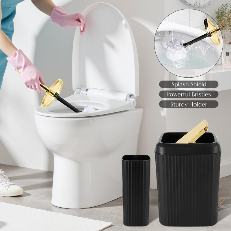 WSBArt 17PCS Bathroom Accessories Bathroom Set Black Bathroom Accessories,Toilet Brush, Trash Can, Qtip Holder Dispenser& 3PCS Soap Dispenser - Image 5