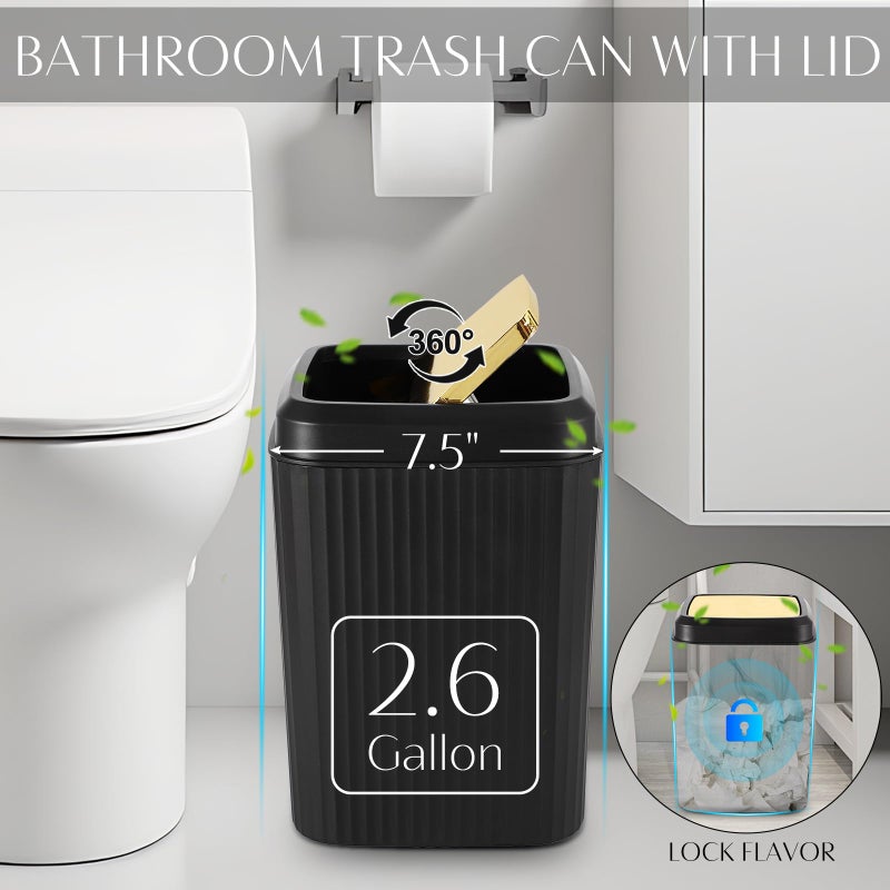 WSBArt 17PCS Bathroom Accessories Bathroom Set Black Bathroom Accessories,Toilet Brush, Trash Can, Qtip Holder Dispenser& 3PCS Soap Dispenser - Image 4