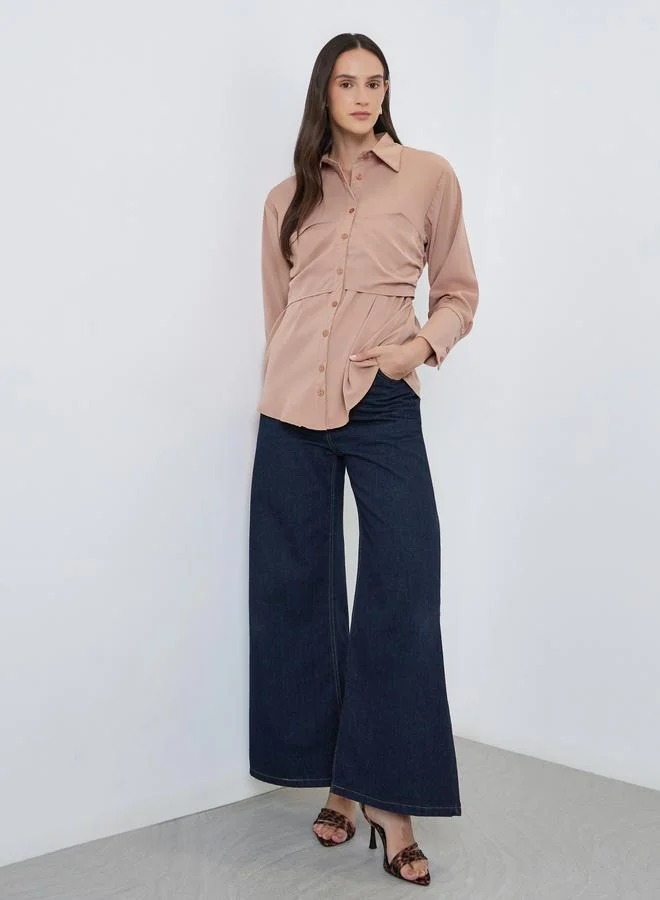 Styli Styli Spread Collar Buttoned Long Sleeve Shirt