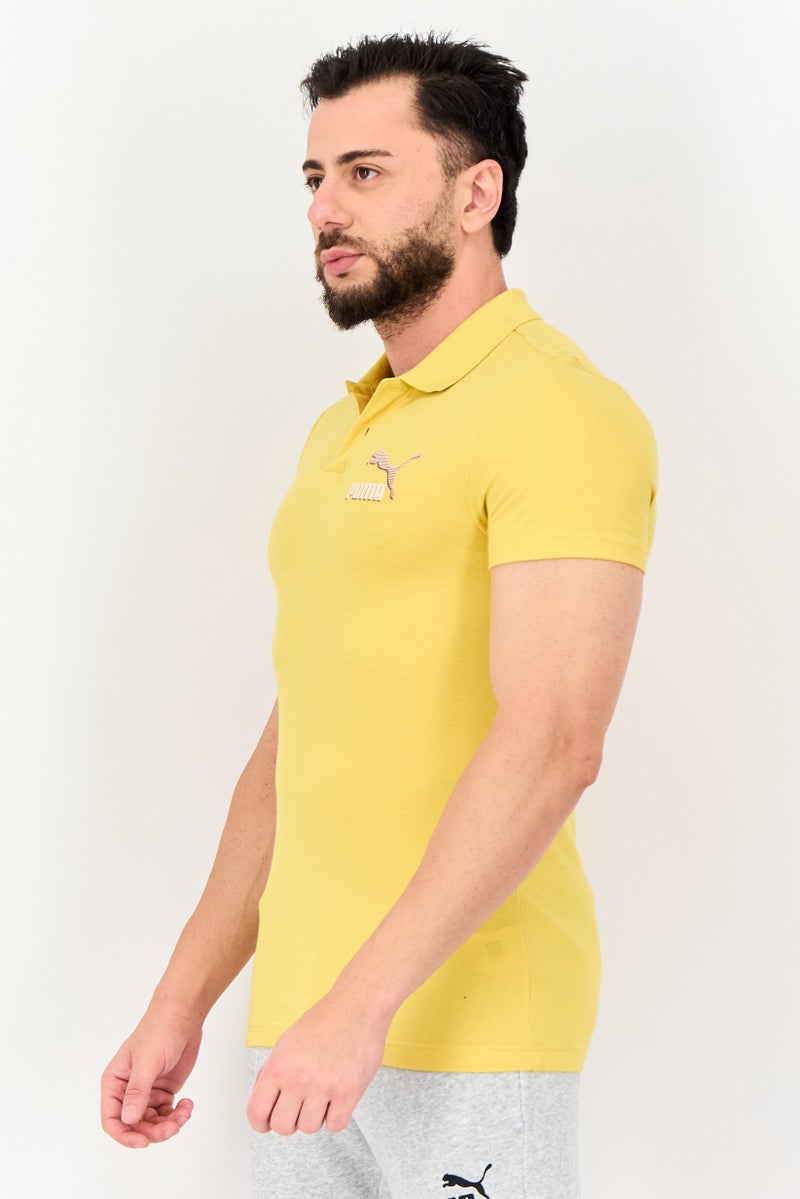 PUMA قميص بولو رياضي للرجال بأكمام قصيرة، خارجي، أصفر - Image 2
