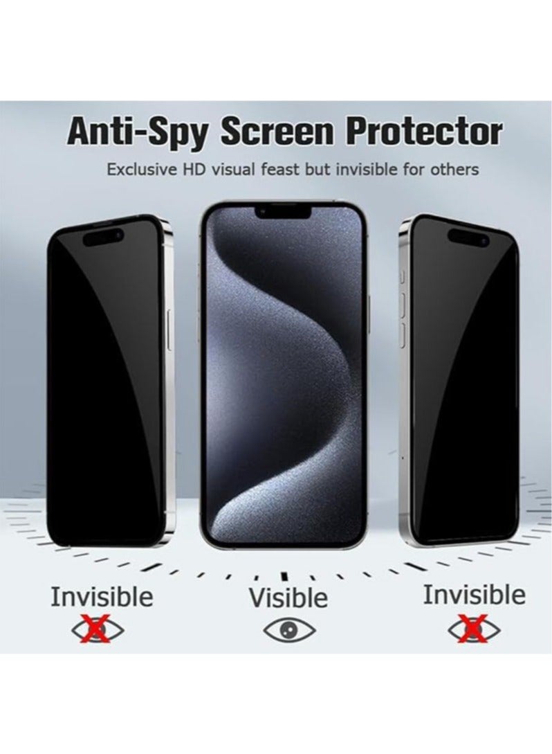 ARMOR Privacy Screen Protector for Apple iPhone 15 Pro Max Black Phone Screen Film Anti Peep Cover for Daily Use Travel Office Gift - Image 3