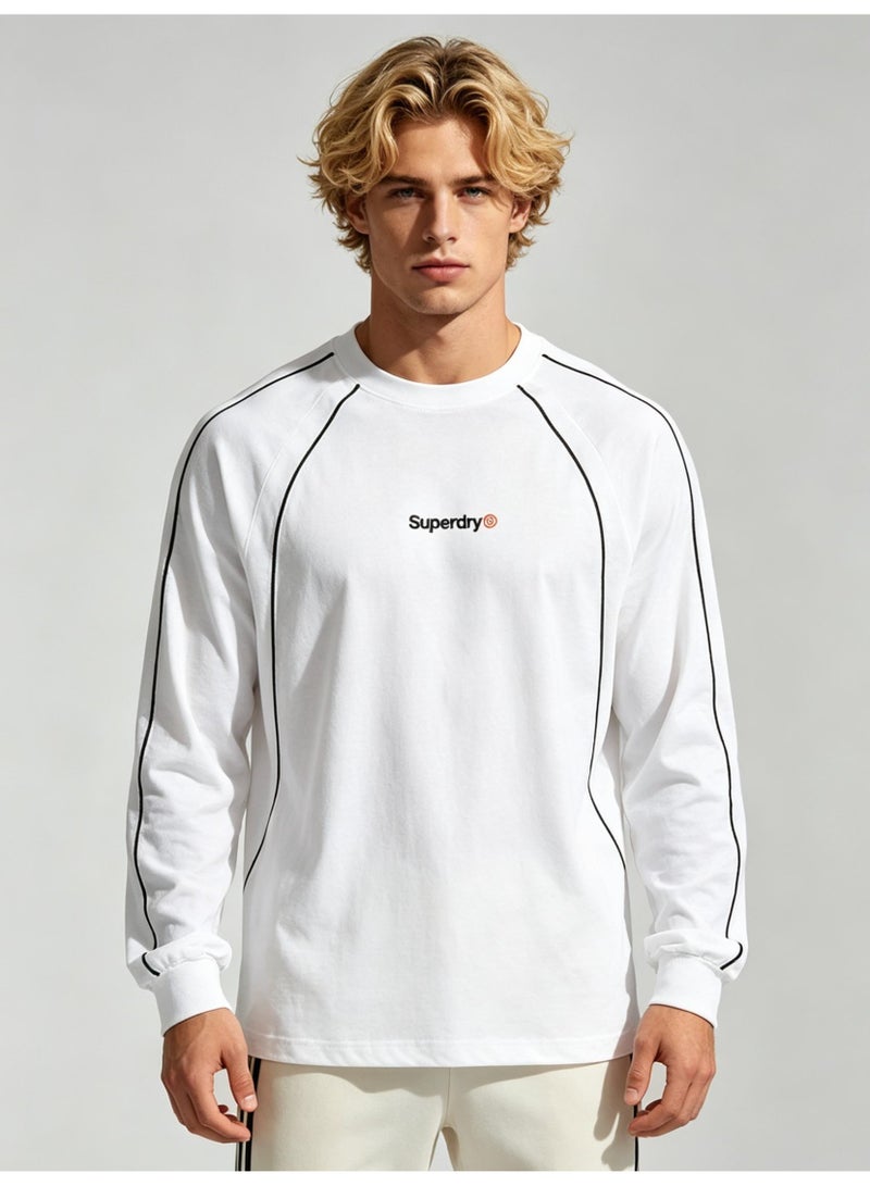 سوبر دراي Superdry Men's and women's shoulder-thrust contrast stripe loose long-sleeved T-shirt - Image 5