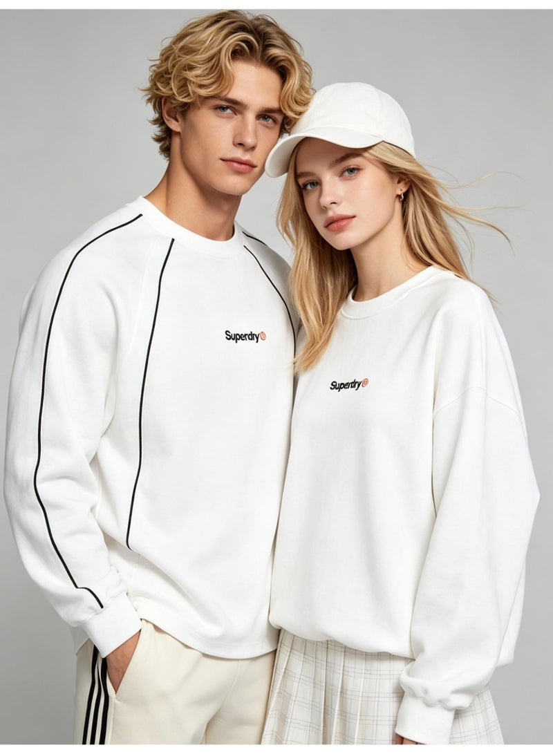 سوبر دراي Superdry Men's and women's shoulder-thrust contrast stripe loose long-sleeved T-shirt - Image 4