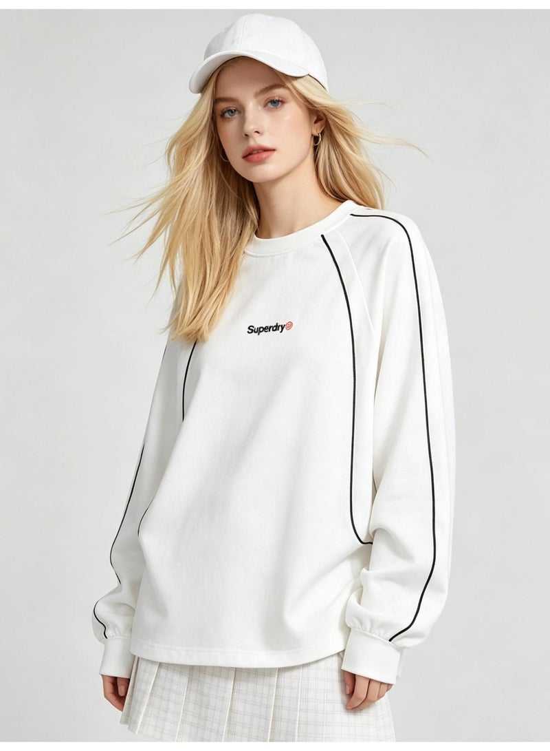 سوبر دراي Superdry Men's and women's shoulder-thrust contrast stripe loose long-sleeved T-shirt - Image 2