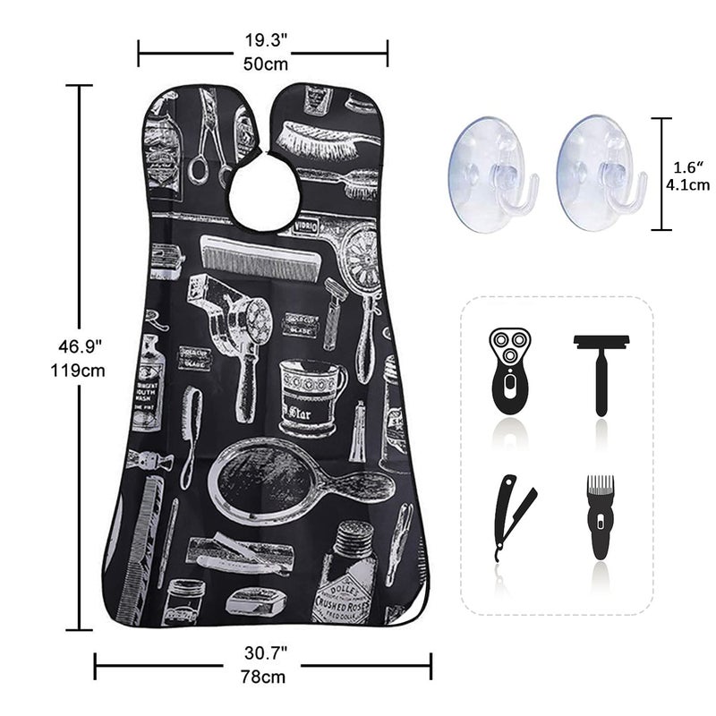 Showvigor Beard Bib Beard Apron, Christmas Day Gift Beard Trimming Catcher Bib for Men Shaving and Hair Clippings, Waterproof Non-Stick Hair Catcher Grooming Cloth with 2 Suction Cups - Image 2