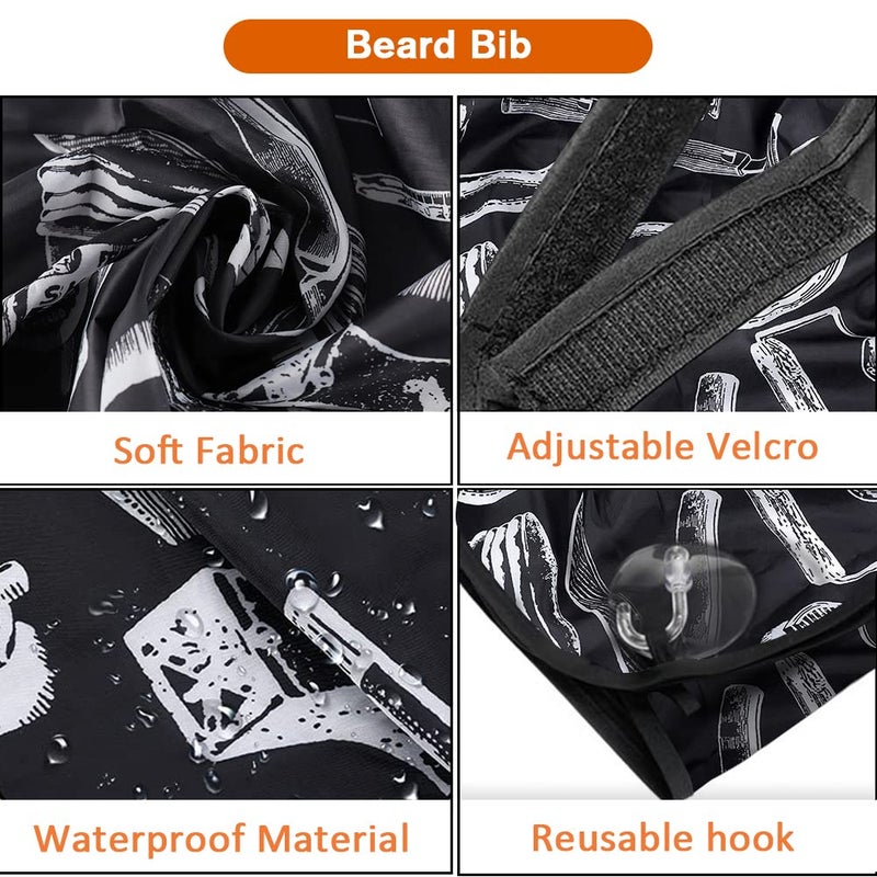 Showvigor Beard Bib Beard Apron, Christmas Day Gift Beard Trimming Catcher Bib for Men Shaving and Hair Clippings, Waterproof Non-Stick Hair Catcher Grooming Cloth with 2 Suction Cups - Image 3