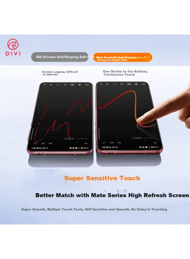 DiVi First Guard [2-Pack] Privacy Screen Protector For Huawei Pura80, Huawei Pura80 Tempered Glass Film, Full Coverage, Hd Clear, Anti-Scratch, Anti-Fingerprint Protective Film - Image 5