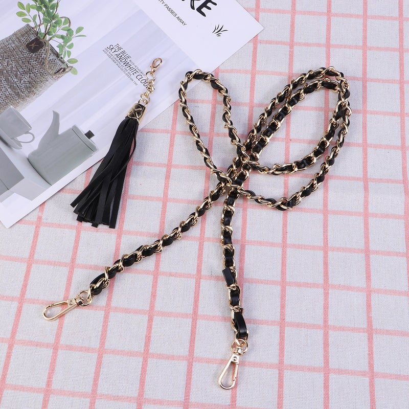 👕 طقم سلسلتين لحقيبة الظهر مع قلادة معدنية لحقيبة الكتف تشمل أبازيم للإستبدال باللون الأسود - Image 1