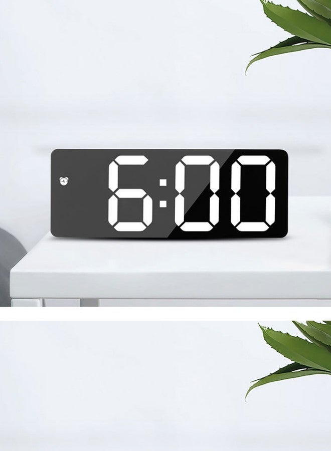 دبليو أيه أو كي أن منبه رقمي لغرف النوم ، شاشة LED مقاس 6.5 بوصة بأرقام بيضاء ، 3 مستويات سطوع قابلة للتعديل ، منبه مكتبي ، ساعة طاولة مع 1 منبه ، 12/24 ساعة ، درجة حرارة ، تقويم سلكي يعمل بالطاقة - أسود  - Image 3