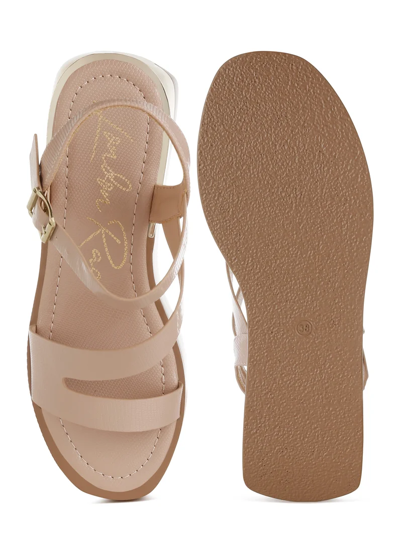 London Rag Chunky Flatform Sandals in Beige