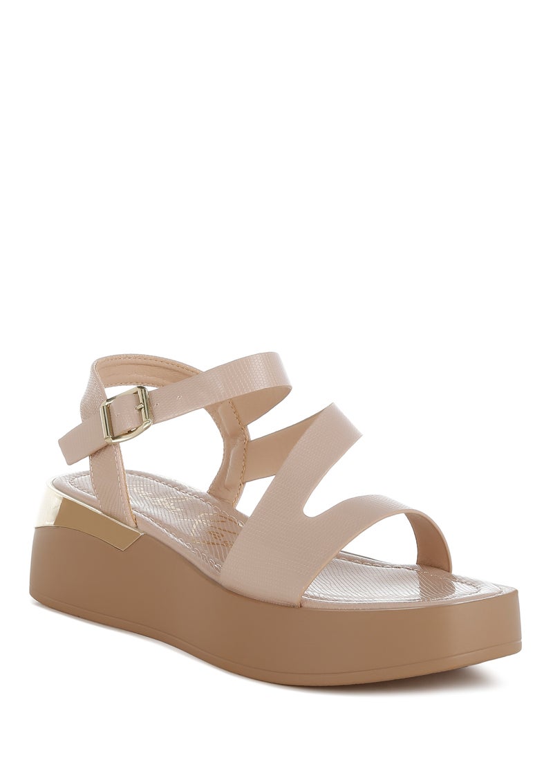 London Rag Chunky Flatform Sandals in Beige  - Image 2