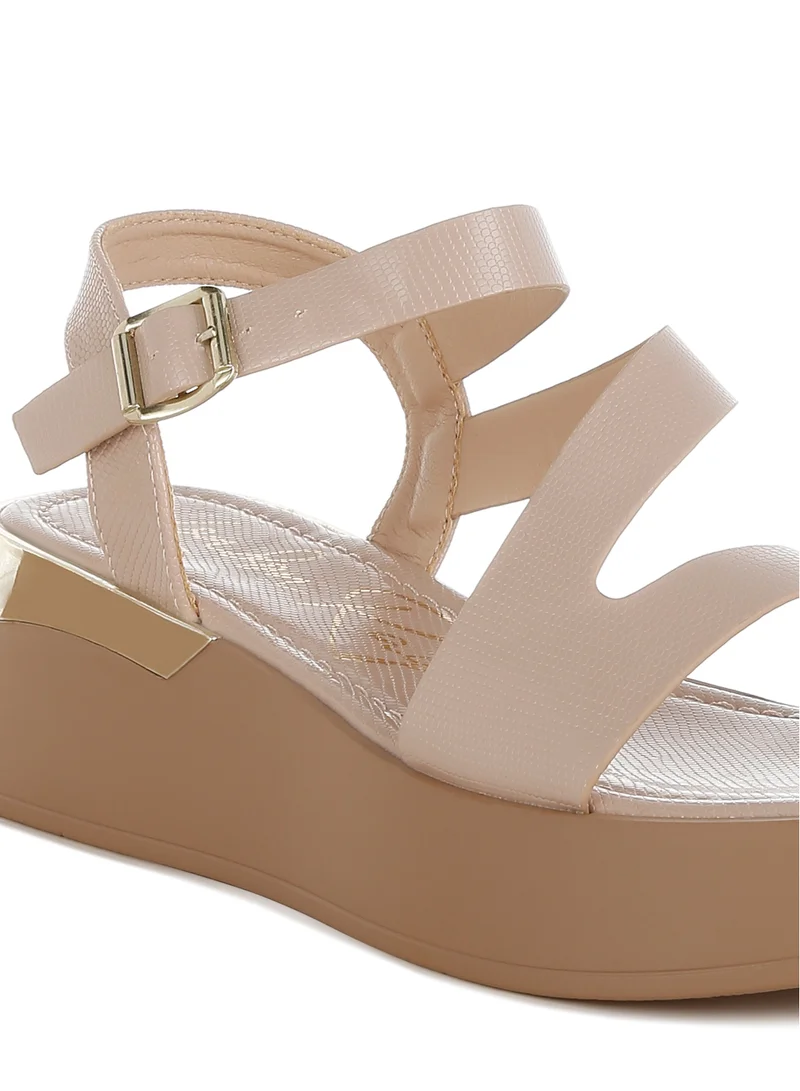 London Rag Chunky Flatform Sandals in Beige