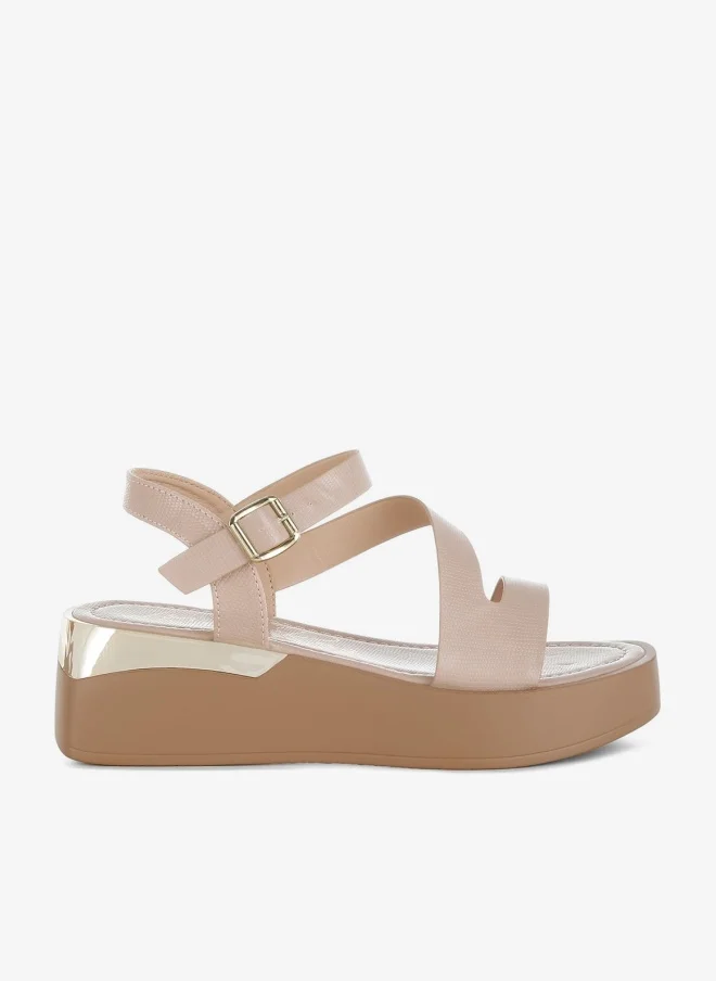 لندن راج صندل فلاتفورم مكتنزة باللون البيج