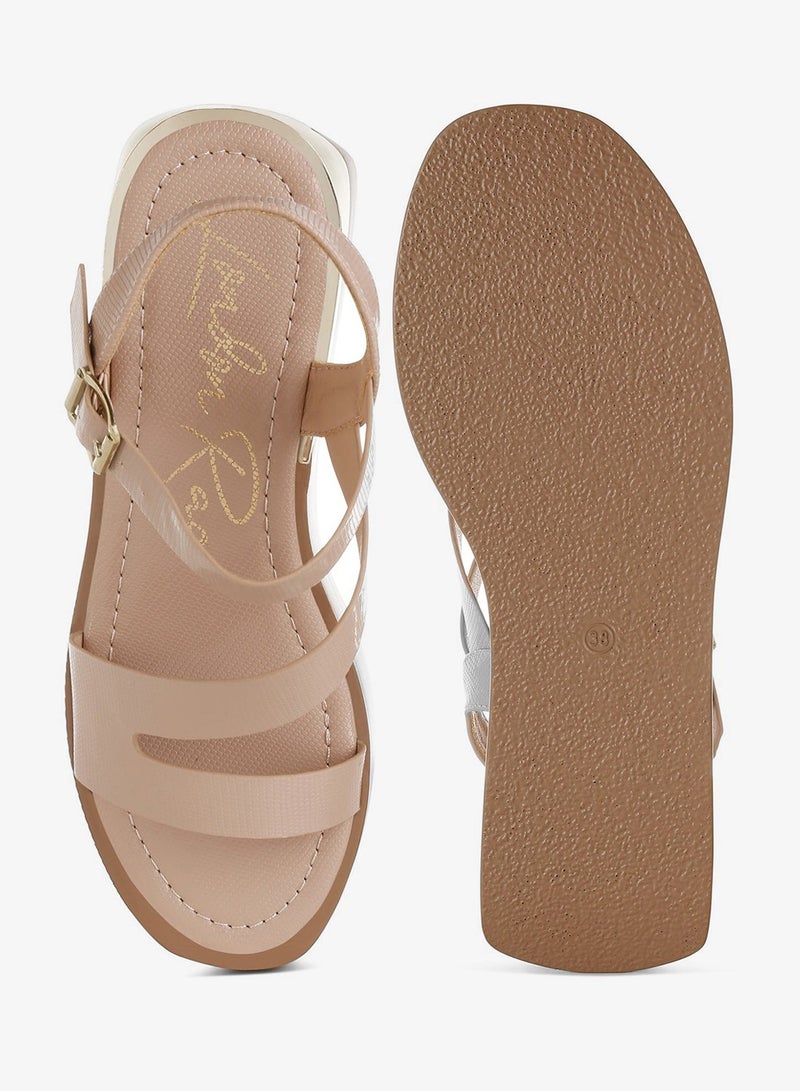 London Rag Chunky Flatform Sandals in Beige - Image 4
