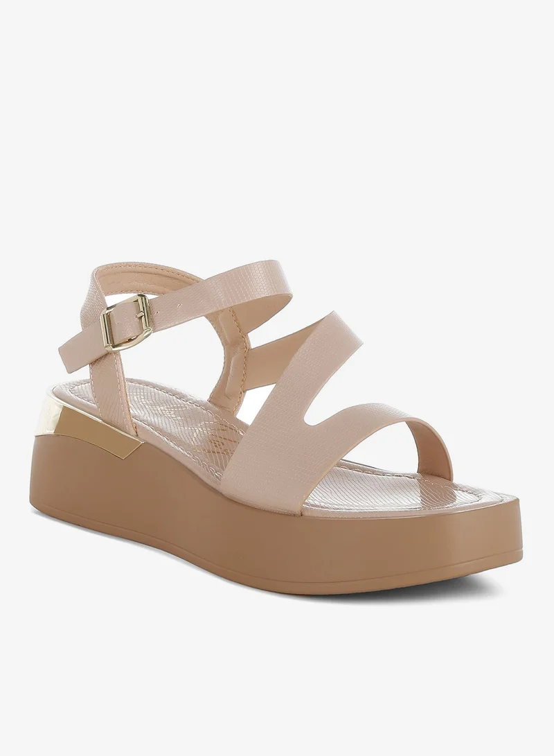 لندن راج صندل فلاتفورم مكتنزة باللون البيج