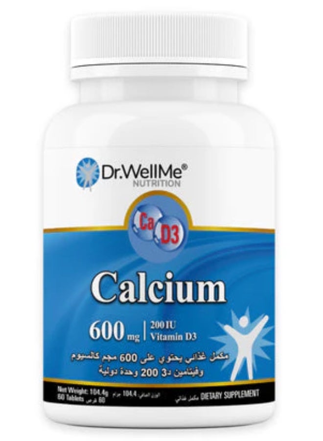 دكتور_ويلمي دكتور ويل مي نيوترشن كالسيوم  D3 600 ملغ أقراص - مكمل كالسيوم عالي التركيز لدعم صحة العظام والأسنان والعافية اليومية 60 قرصًا - Image 1