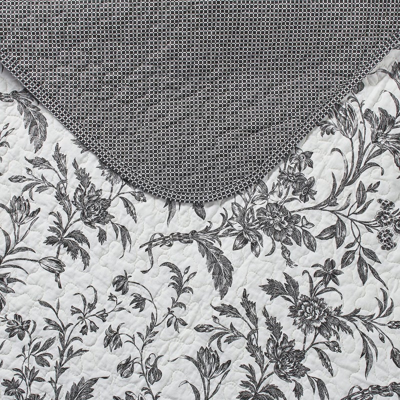 Laura Ashley - Queen Quilt Set, Soft Cotton Bedding with Reversible Design, Medium Weight for Year Round Use, 3 Piece Bed Set with Matching Pillowcases (Amberley Black/White) - Image 3