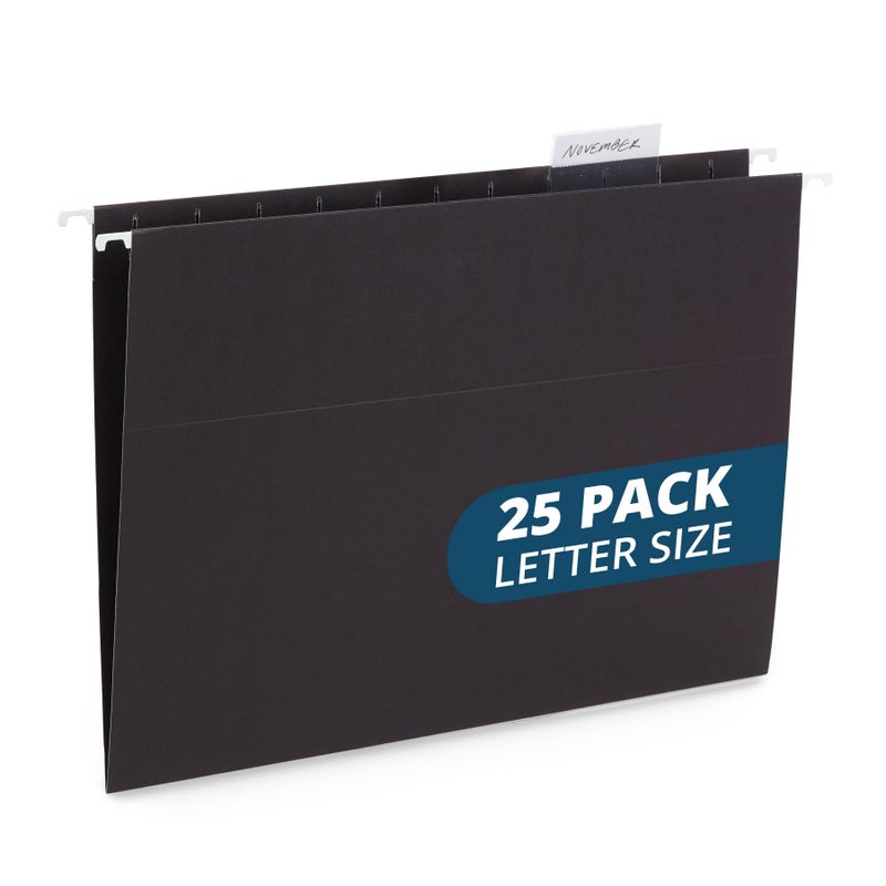 Blue Summit Supplies Hanging File Folders, 25 Reinforced Hang Folders, Designed for Home and Office Color Coded File Organization, Letter Size, Black, 25 Pack - Image 1