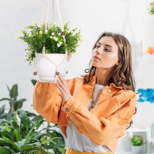 YIBOT 3 Pack Macrame Plant Hangers Indoor Different Size Hanging Planter Basket Flower Pot Holder with Beads No Tassels 35"/29"/23"(POTS NOT Included) - Image 5