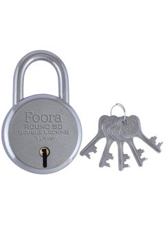 Foora Round 50mm Lock with 5 Keys Double Locking 7 Lever Small Padlock Ideal for Home Gate and Door Security