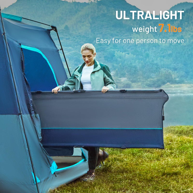 TIMBER RIDGE 20-Second Quick Set-Up Camping Cot, Lightweight Aluminum Folding Cot with Zipper Closure, Portable Carry Bag Included for Camping, Travel and Outdoors, Support up to 225lbs, Blue - Image 2