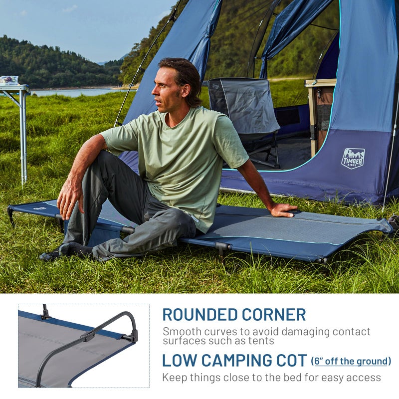 TIMBER RIDGE 20-Second Quick Set-Up Camping Cot, Lightweight Aluminum Folding Cot with Zipper Closure, Portable Carry Bag Included for Camping, Travel and Outdoors, Support up to 225lbs, Blue - Image 4