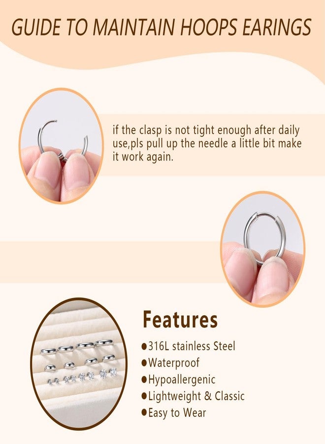 SZGCSP Small Hoop Earrings for Women, Stainless Steel Huggie Hoop earrings, 18G - Image 5