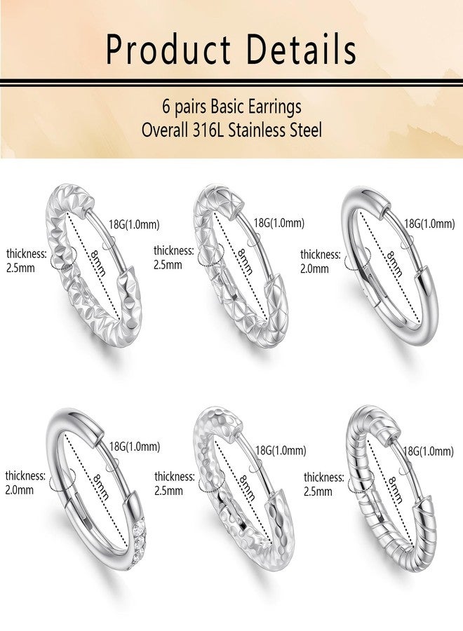 SZGCSP Small Hoop Earrings for Women, Stainless Steel Huggie Hoop earrings, 18G - Image 3