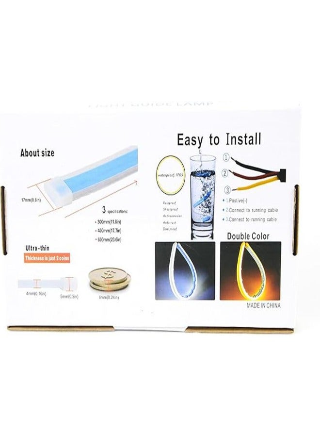 fIexible Car Led Light Strip, Dual Color 17Inch Headlight DRL LED, Headlight LED Strip Turn Signal Lights Strip (White and Amber) - Image 3