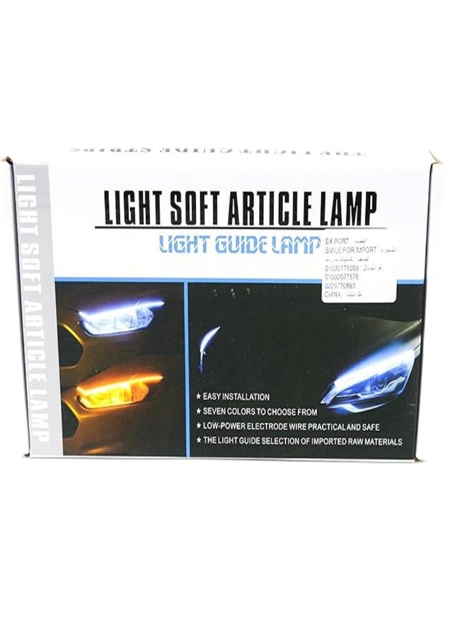 fIexible Car Led Light Strip, Dual Color 17Inch Headlight DRL LED, Headlight LED Strip Turn Signal Lights Strip (White and Amber) - Image 2