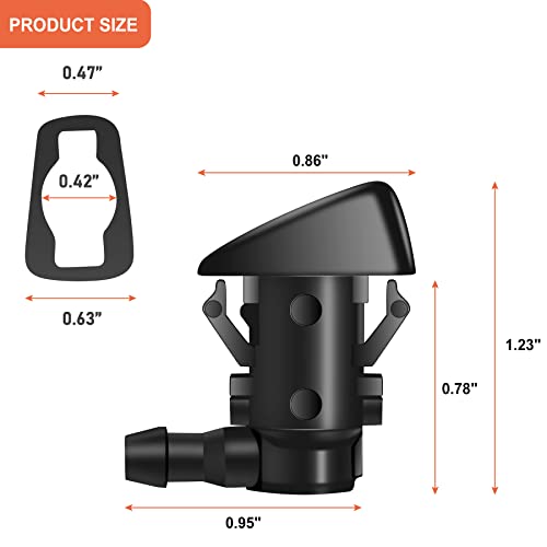 Belleone Windshield Washer Nozzle Kit Compatible with 2005-2016 Jeep Grand Cherokee, 2005-2013 Chevy Malibu, Pontiac G6, Saturn Aura, Replace #55372143AB, 15247800, 55156427AB, 55079049AA, 2PCS - Image 2