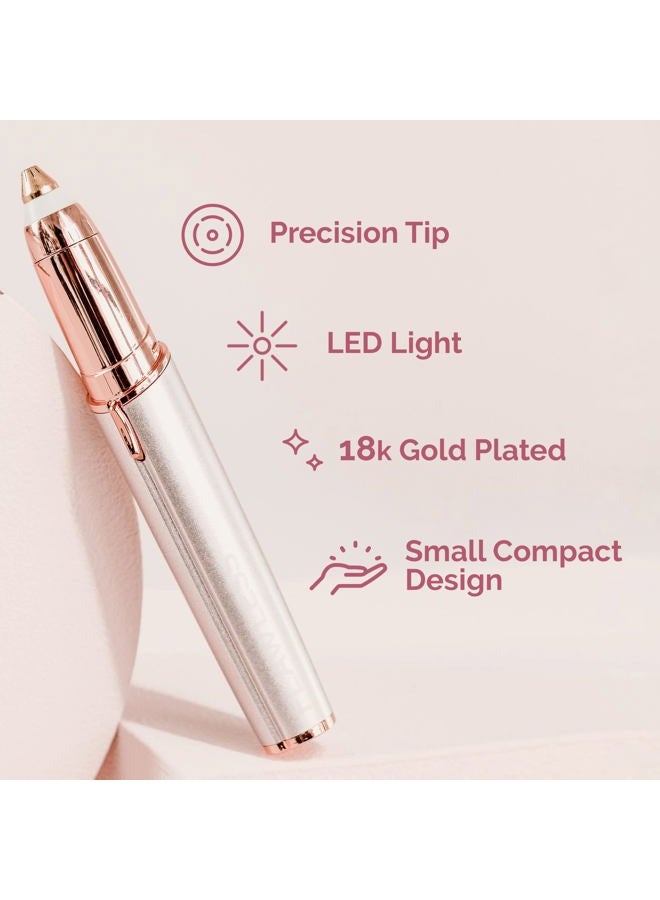 finishing touch ماكينة إزالة شعر الحواجب الكهربائية بدون عيوب للنساء مع ضوء LED لإزالة الشعر الفوري وبدون ألم (أبيض) - Image 2