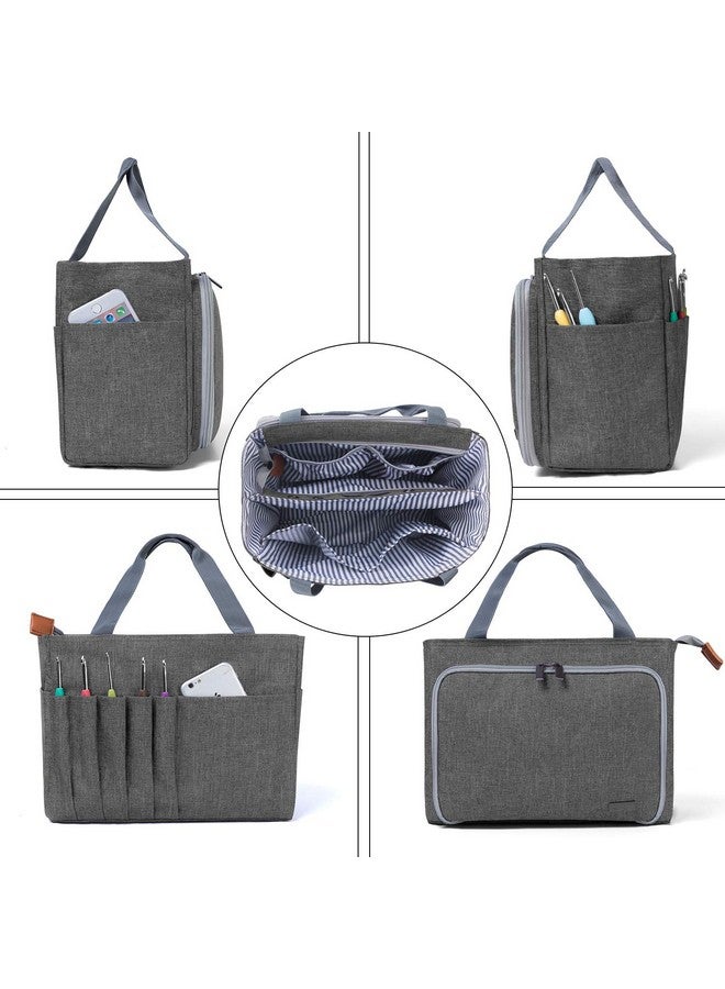 LUXJA Crochet Tote Bag Yarn Storage Bag For Small Unfinished Projects Crochet Hooks And Other Accessories Gray  - Image 5