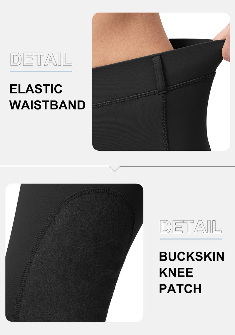 SANTINY Women's Horse Riding Pants with Zipper Pockets Knee-Patch Schooling Tights Equestrian Breeches for Women (Black_L) - Image 5