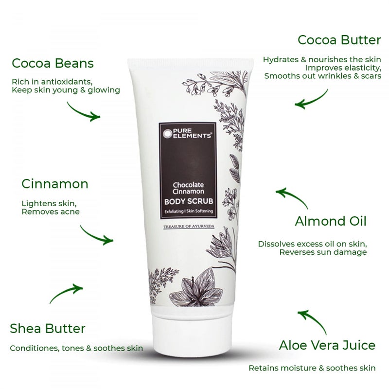 PURE ELEMENTS Chocolate Cinnamon Body Scrub Coffee Scrub For Face  Body Blackhead Remover De Tan Removal Ayurveda Dirt Removal From Neck Knees Elbows Arms - Image 5
