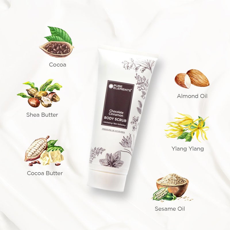 PURE ELEMENTS Chocolate Cinnamon Body Scrub Coffee Scrub For Face  Body Blackhead Remover De Tan Removal Ayurveda Dirt Removal From Neck Knees Elbows Arms - Image 2