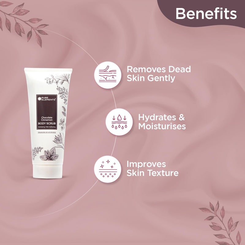 PURE ELEMENTS Chocolate Cinnamon Body Scrub Coffee Scrub For Face  Body Blackhead Remover De Tan Removal Ayurveda Dirt Removal From Neck Knees Elbows Arms - Image 3