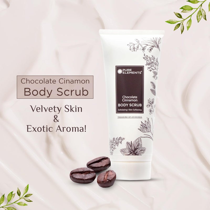 PURE ELEMENTS Chocolate Cinnamon Body Scrub Coffee Scrub For Face  Body Blackhead Remover De Tan Removal Ayurveda Dirt Removal From Neck Knees Elbows Arms - Image 4