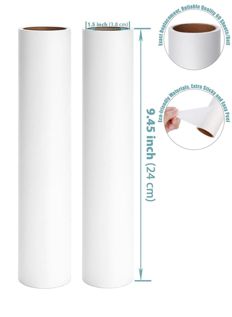 2 Piece Large Lint Roller Refills 9.45 inch Pet Hair Sticky Roller Refills for 9.4 inch to 9.5 inch Wide Floor Lint Rollers, 120 Sheets Total. - Image 1