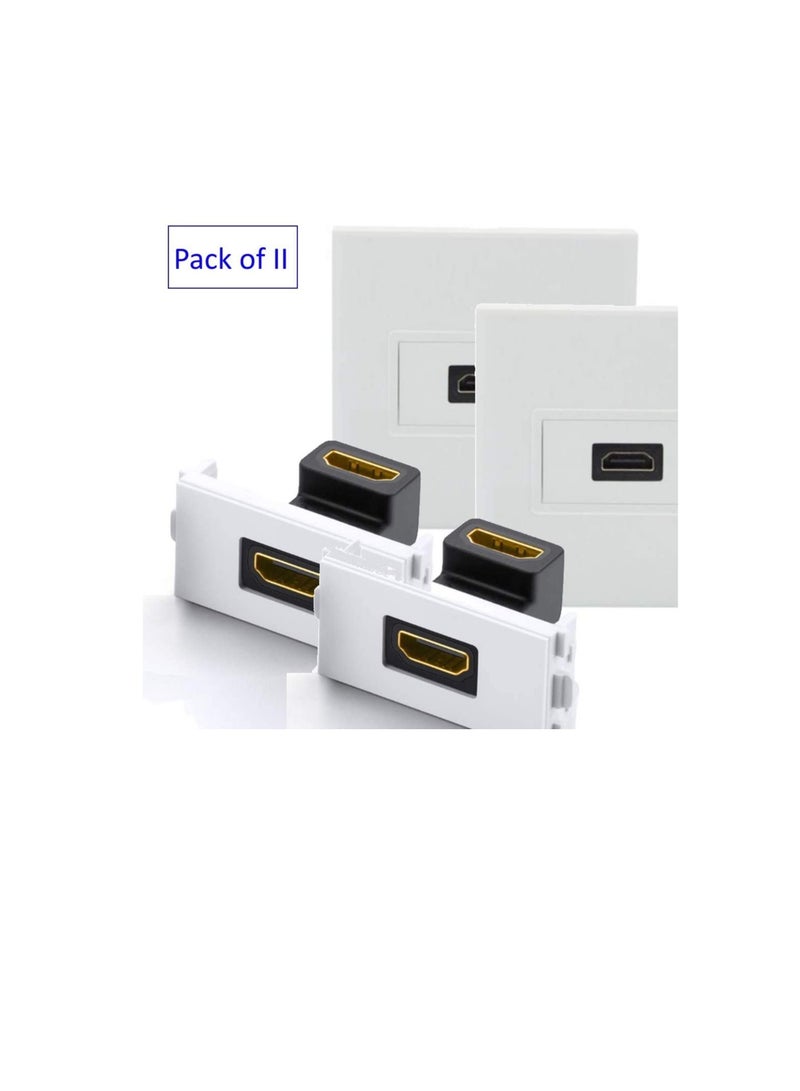 لوحة تثبيت مثبتة على الحائط لكابلات HDMI ، موصل HDMI 2.0 مطلي بالذهب HDMI Audio Video Bend ، (دعم 4K UHD و ARC و Ethernet)  - Image 1