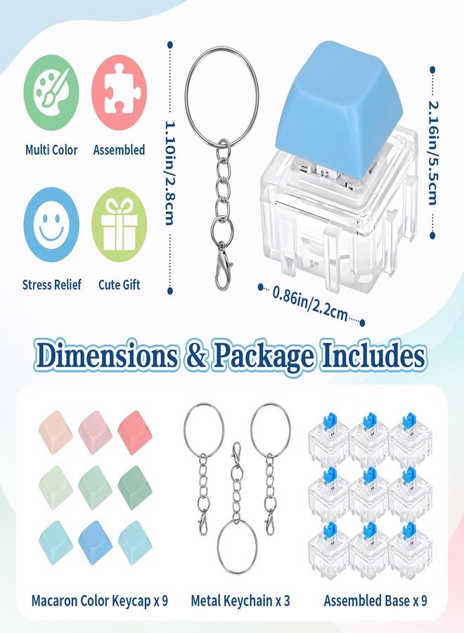 Netholid 9 Pack Clicky Keyboard Fidget Toys for Adults Detachable Keyboard Clicker Keychain for Stress Relief Work Anxiety Travel (GradientColor01) - Image 2